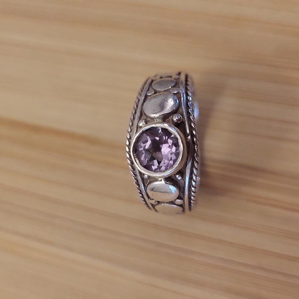 Vintage Sterling Silver Amethyst Stone Ring